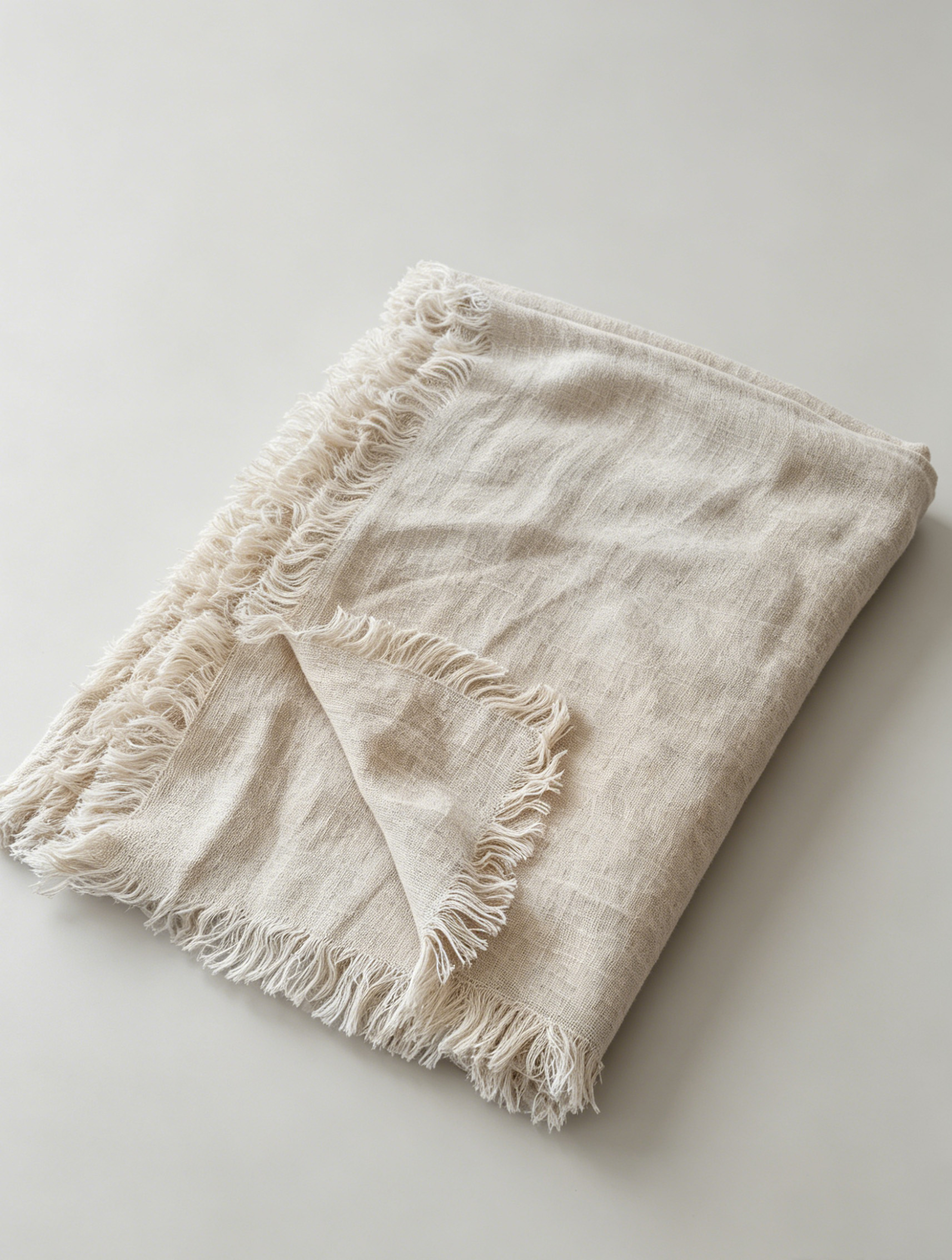 190gsm Natural Linen Double Layer Throw with Fringe | OEKO‑TEX & European Flax Certified
