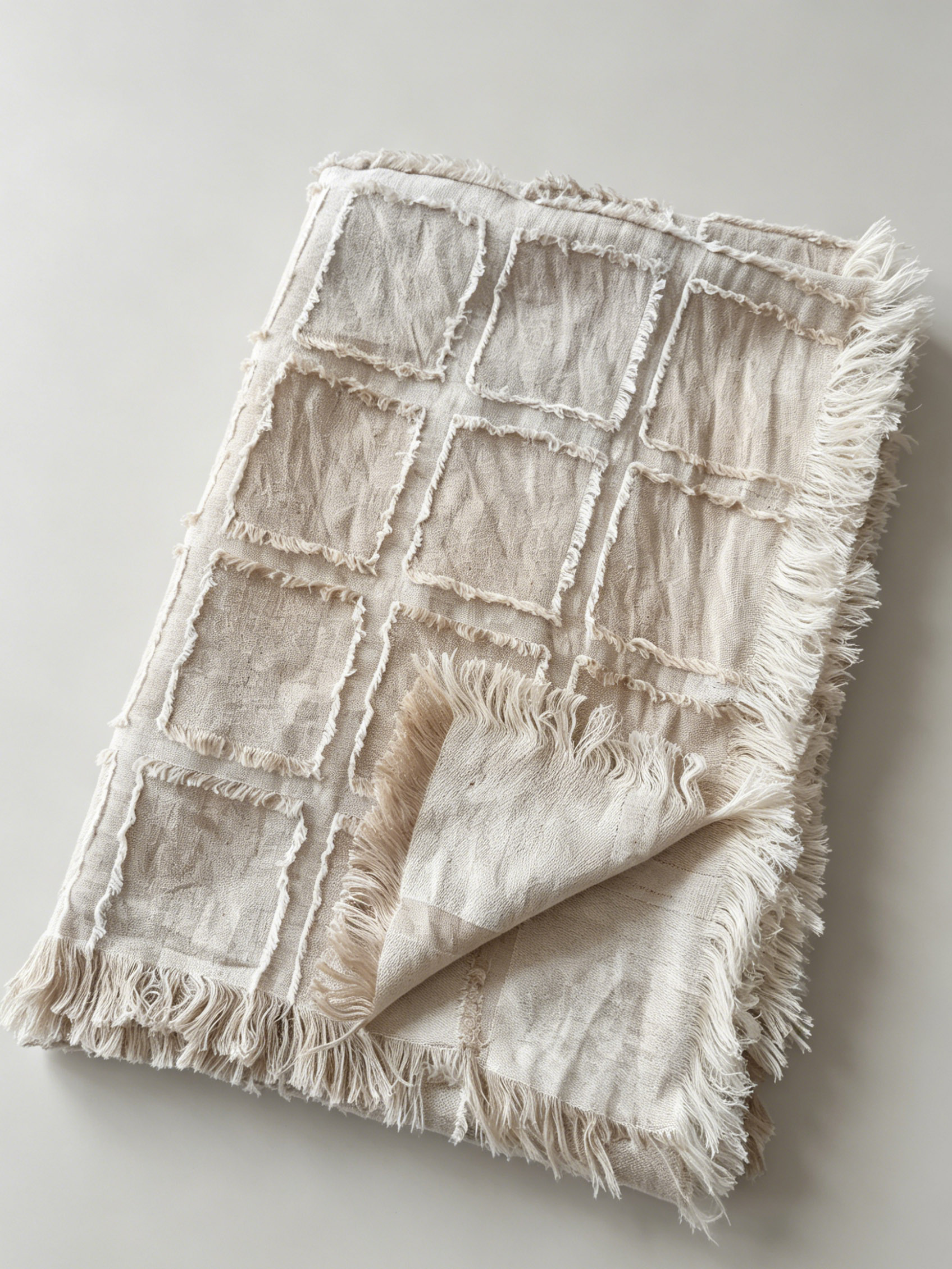 270gsm Natural Washed Fringed Lattice Linen Throw | OEKO‑TEX & European Flax Certified