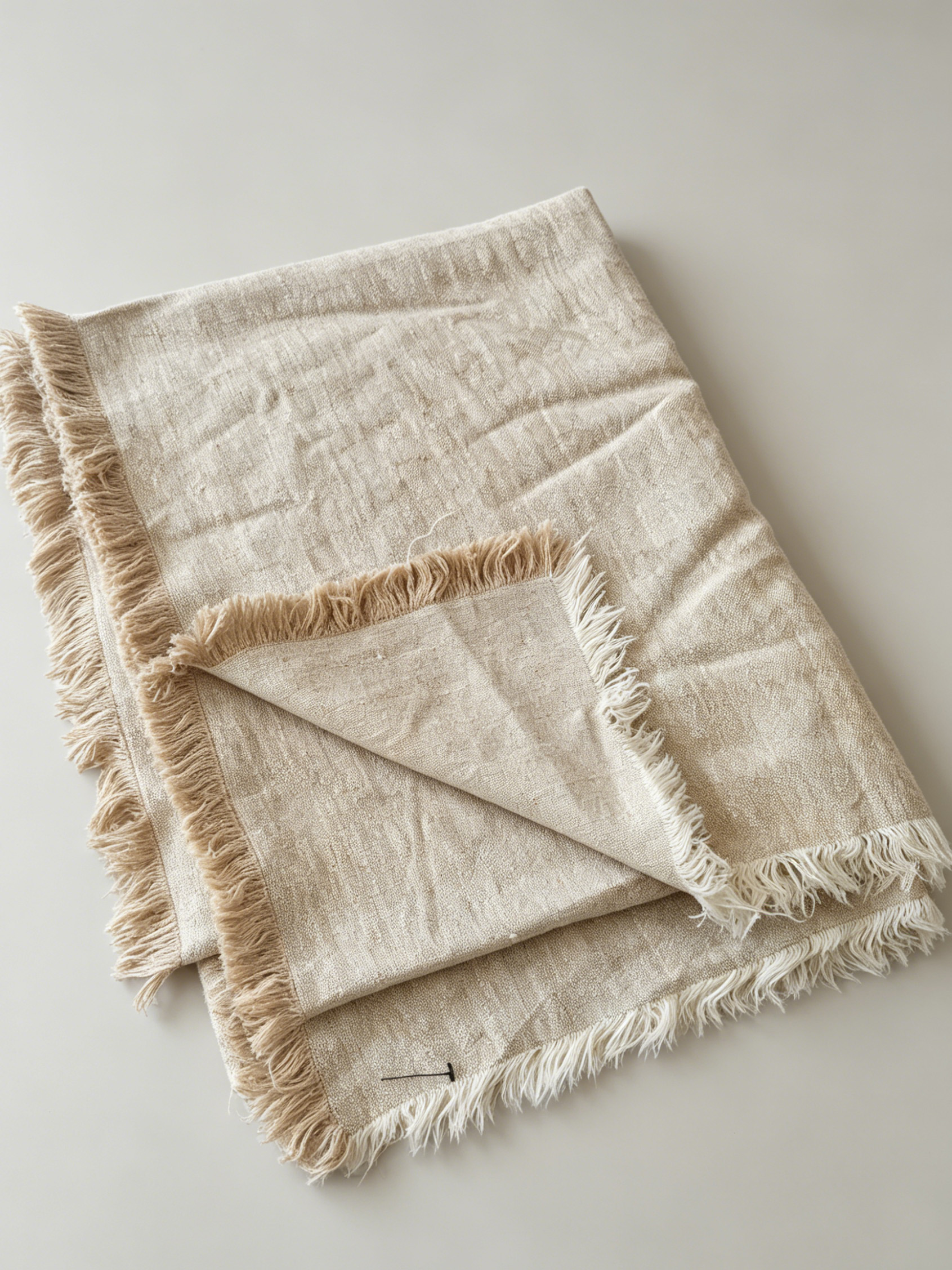 350gsm Natural Washed Fringed Linen Throw | OEKO‑TEX & European Flax Certified