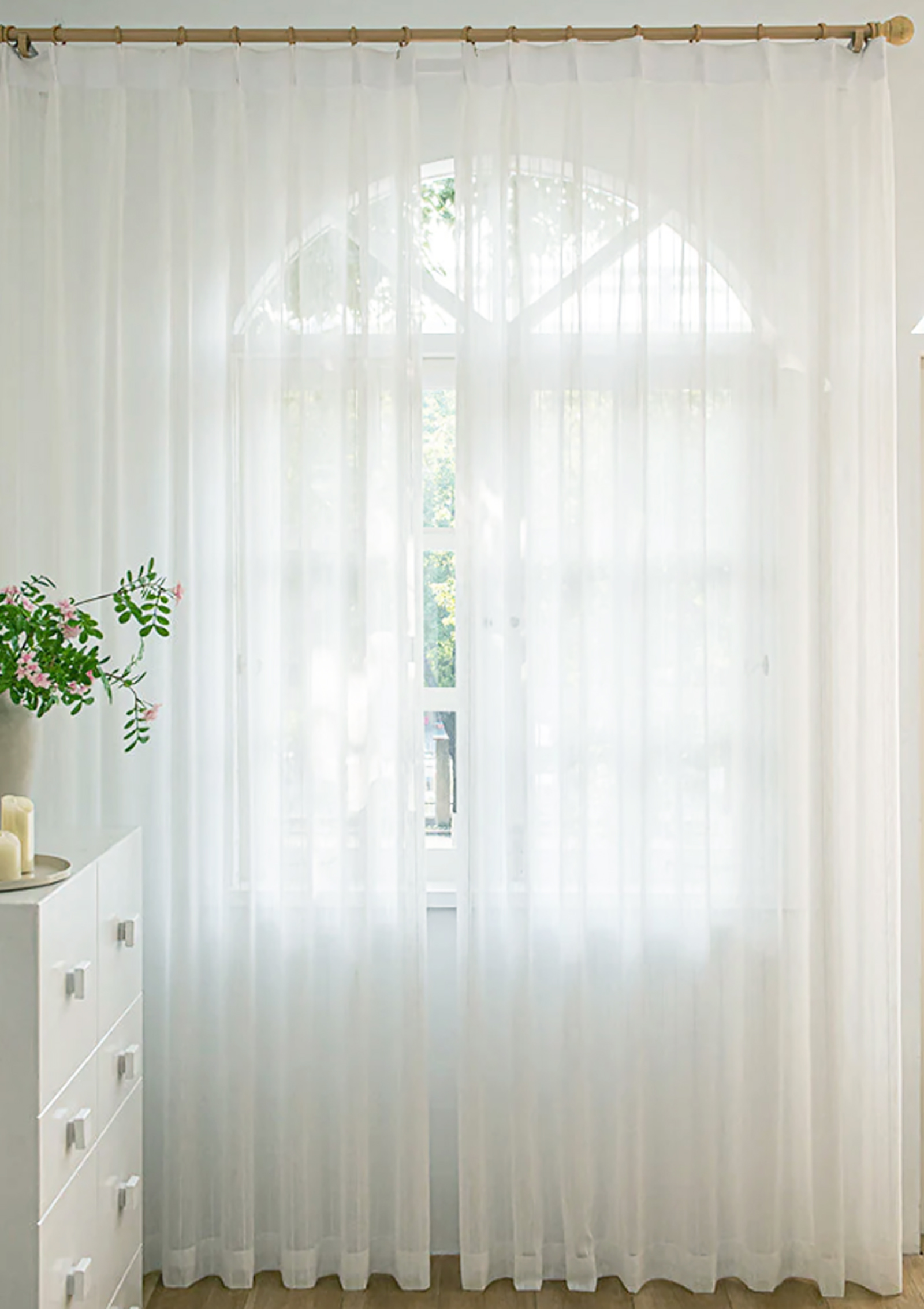 100% European Flax Linen Curtains | White Textured Washed OEKO-TEX Sheer 122gsm